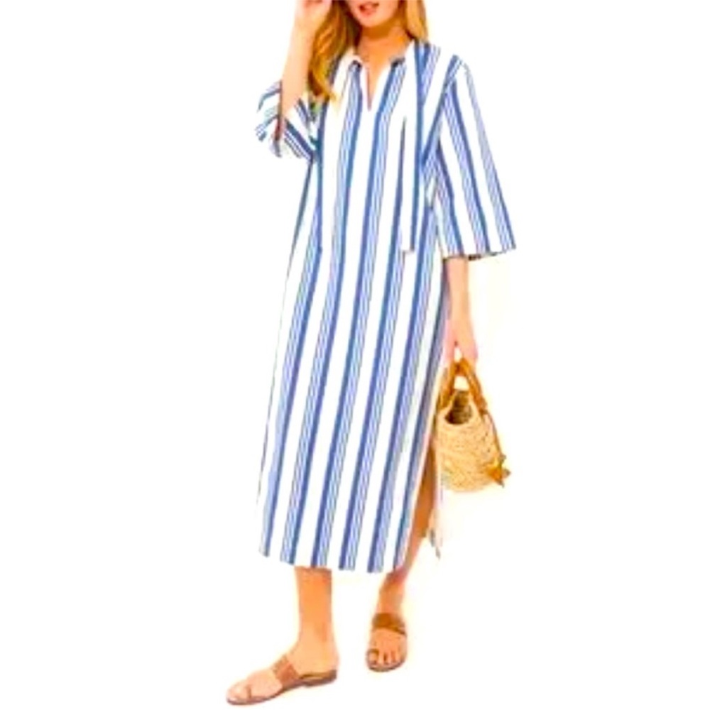 Tuckernuck Blue and White Striped Midi Dress